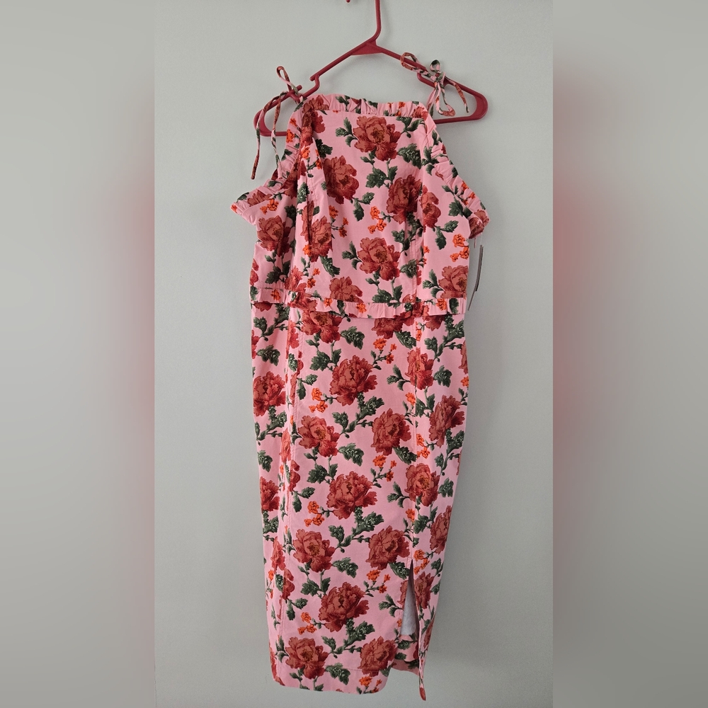 Anthropologie Floral Print Strappy Ruffled Peplum Halter Dress 2X NWT - Picture 4 of 7